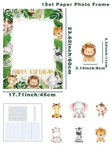 1 set Cadre photo en papier motif animaux de la jungle et de la forêt, accessoire de photographie pour fête d'anniversaire, décoration photo, Noël