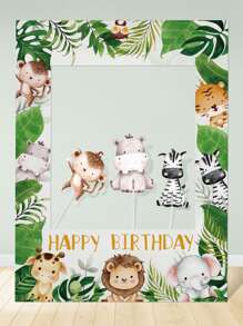 1 set Cadre photo en papier motif animaux de la jungle et de la forêt, accessoire de photographie pour fête d'anniversaire, décoration photo, Noël