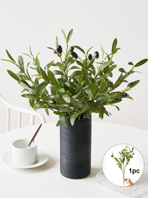 1 Branch Green Fruit Imitation Olive Leaf Wedding Party Decoration Home Living Room Table Decoration Imitation Olive Leaf Green Leaf Branches, Valentine Day, Gift