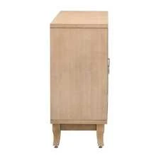 MERAX Sideboard With Glass Doors, 3 Door Mirrored Buffet Cabinet With Silver Handle For Living Room, Hallway, Dining Room - Rửa gỗ tự nhiên - Xem 11