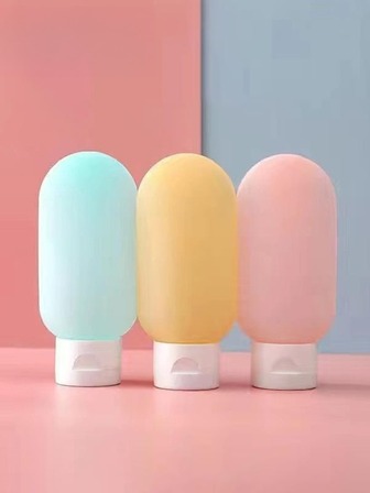 3入組糖果色化妝品瓶套裝,柔軟管和泵供洗髮水、沐浴露、洗面奶、乳液使用,旅行配件