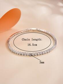 1pc 3mm Top Quality Hip Hop Four Claw Round Cut Moissanite Diamond Tennis Chain Bracelet In White Gold S925 Sterling Silver Shining Light Luxury And High-End Exquisite Bracelet Fine Jewelry Gifts For Girls - 16.5cm - View 6