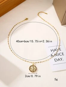 1件時尚創意圓形微嵌multi-color立方氧化鋯聖母頸鍊,最適合女性生日禮物或日常佩戴 - 彩色 - 查看 4