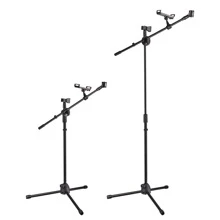 AW Microphone Boom Arm Stand W/ Dual Mic Clips Adjustable Tripod Phone Mount Holder - 黑色 - 查看 4