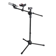 AW Microphone Boom Arm Stand W/ Dual Mic Clips Adjustable Tripod Phone Mount Holder - 黑色 - 查看 11
