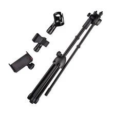 AW Microphone Boom Arm Stand W/ Dual Mic Clips Adjustable Tripod Phone Mount Holder - 黑色 - 查看 10