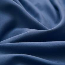 1pc Close-fitting Solid Color Brushed Bed Skirt, Blue - Navy Blue - View 3