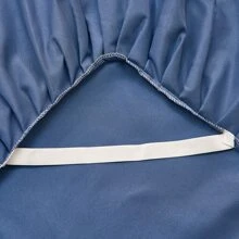 1pc Close-fitting Solid Color Brushed Bed Skirt, Blue - Navy Blue - View 4