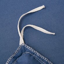 1pc Close-fitting Solid Color Brushed Bed Skirt, Blue - Navy Blue - View 5