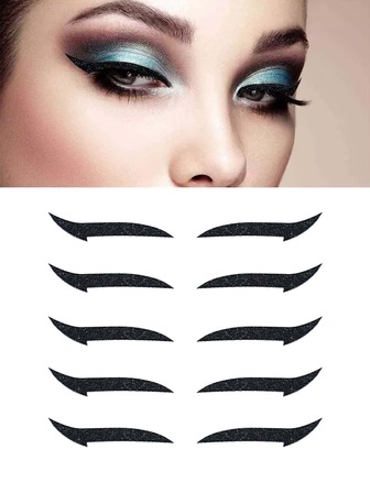 5对闪亮防水眼线贴纸 - 用可重复使用的闪亮眼线贴纸提升您的妆容 - 完美适用于婚礼、舞会和派对！价格实惠，适合作为圣诞礼物、化妆品、化妆工具、平价好物、礼物、女士礼物、圣诞礼物、赠品、旅行必备