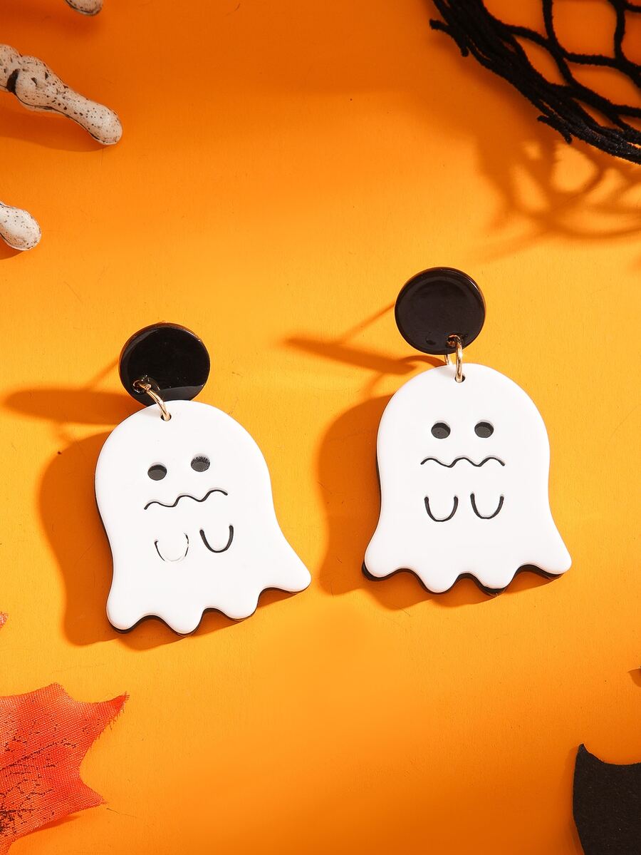 1對萬聖節主題人造樹脂女性趣味耳環