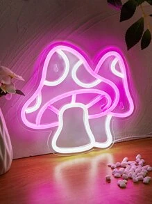1入組可愛粉色蘑菇led霓虹燈usb供電,適用於臥室、家庭、婚禮派對裝飾 - 粉色 - 查看 4