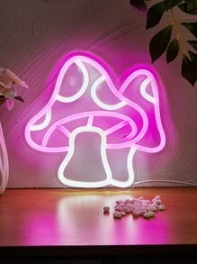 1入組可愛粉色蘑菇led霓虹燈usb供電,適用於臥室、家庭、婚禮派對裝飾 - 粉色 - 查看 1