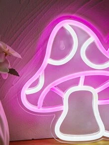 1入組可愛粉色蘑菇led霓虹燈usb供電,適用於臥室、家庭、婚禮派對裝飾 - 粉色 - 查看 5