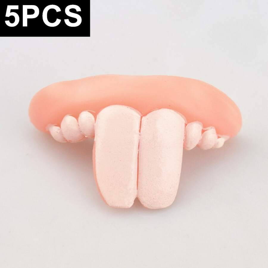 5入組惡作劇搞笑假牙套裝 - 白色 - 查看 1