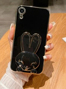 Ốp điện thoại hình thỏ với thiết kế cầm nắm nổi bật, phiên bản quốc tế, không phải phiên bản nội địa. - màu đen - Xem 1