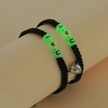 2入組/套雙心磁扣夜光字母細節情侶手環 - 彩色 - 查看 7