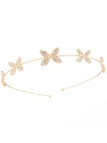 1 件裝女士公主風格蝴蝶造型金色髮帶,簡約甜美,適合日常或攝影使用