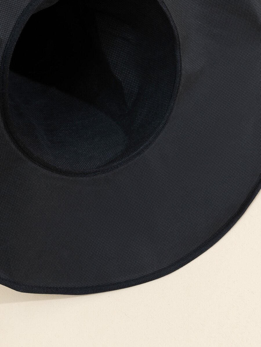 1pc Ladies' Black & Silver Square Buckle Decorated Pointed Wizard Hat