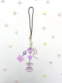 Colgantes para celular con diseño colores pastel con osito - Lila Púrpura - Ver 2