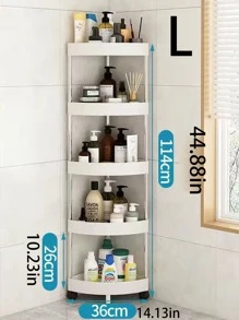 1pc Multi-Layer Stainless Steel Material Drain-Blue Design Storage Rack, Bathroom Corner Floor-Standing/ Wall-Mounted Toilet Kitchen Shelf Bathroom - White - View 7