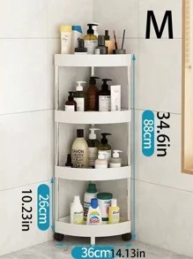 1pc Multi-Layer Stainless Steel Material Drain-Blue Design Storage Rack, Bathroom Corner Floor-Standing/ Wall-Mounted Toilet Kitchen Shelf Bathroom - White - View 6