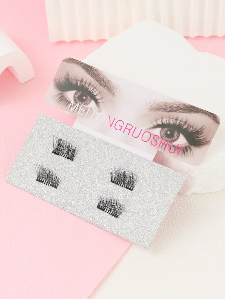 磁性睫毛自然外观，1 对磁性睫毛，自然舒适，易于佩戴，可重复使用假睫毛，睫毛，睫毛，假睫毛 - 黑色 - 查看 1