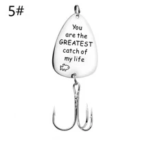 Rompin 1入閃亮個人化刻字三叉魚鉤,適合您男友的幸運釣魚禮物