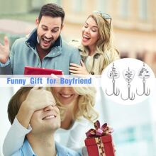 Rompin 1入閃亮個人化刻字三叉魚鉤,適合您男友的幸運釣魚禮物