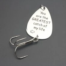 Rompin 1入閃亮個人化刻字三叉魚鉤,適合您男友的幸運釣魚禮物