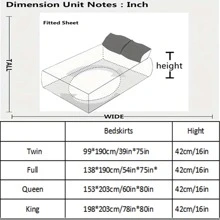 1pc Close-fitting Solid Color Brushed Bed Skirt, Blue - Navy Blue - View 6