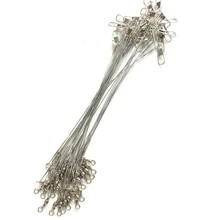 20入組銀色15公分-30公分防咬魚線鋼絲領導線,附帶旋轉釣魚配件鉛芯套索釣魚鋼絲 - 銀色 - 查看 6