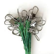 20入組銀色15公分-30公分防咬魚線鋼絲領導線,附帶旋轉釣魚配件鉛芯套索釣魚鋼絲 - 銀色 - 查看 3