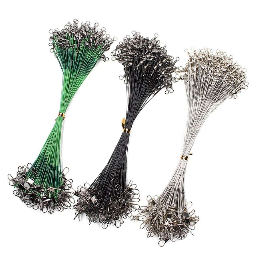 20入組銀色15公分-30公分防咬魚線鋼絲領導線,附帶旋轉釣魚配件鉛芯套索釣魚鋼絲 - 銀色 - 查看 1