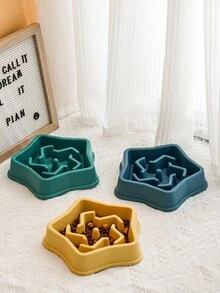 1個隨機顏色五角星形慢進食犬用碗,適用於貓狗日常和戶外使用 - 彩色 - 查看 2