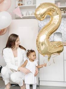 1pc - 40 Inch Light Golden Number Balloon, Extra Large Metallic Polyester Film Helium Champagne Gold Number Balloon For Birthday Party Celebration Decor, Graduation, Photo Shoot, Baby Shower