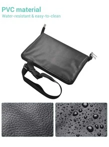 1化妝刷包帶多口袋,腰包可折疊和可調節圍裙包化妝刷包專業化妝藝術(不附帶畫筆) - 黑色 - 查看 5