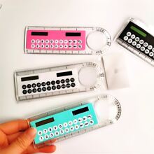 1入迷你多功能13cm學生尺,帶有太陽能計算機、角度放大鏡和計算機 - 白色 - 查看 8