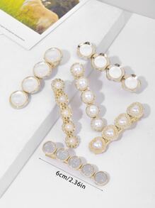 6 件裝女士多色髮夾,帶有貝殼、花朵、樹脂和珍珠裝飾,高端原創設計,適合日常使用 - 彩色 - 查看 2