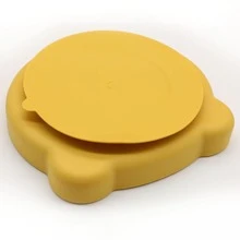 Food Grade Silicone Cartoon Bear Baby Feeding Plate Spoon Fork Set - Yellow - View 5