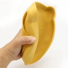 Food Grade Silicone Cartoon Bear Baby Feeding Plate Spoon Fork Set - Yellow - View 4
