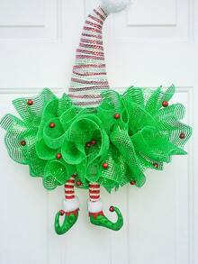 1卷綠色緞帶,diy花圈彎弓緞帶,禮品包裝用緞帶,生日結婚假日派對背景裝飾紗布,聖誕樹裝飾緞帶 - 綠色 - 查看 5