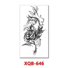 防水臨時紋身貼紙線條幾何圖形狐狸熊貓狼紋身鹿花身體藝術手臂假袖紋身女性男性 - 金色 - 查看 4