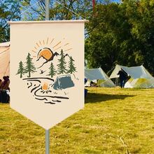 1 Bandera De Lona Para Acampar Para Decoración De Campamento Y Bandera Con Cuerda De Viento - Beis - Ver 2