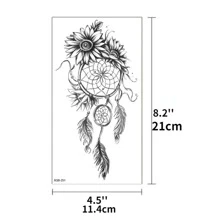 防水臨時紋身貼紙線條幾何圖形狐狸熊貓狼紋身鹿花身體藝術手臂假袖紋身女性男性 - 金色 - 查看 5