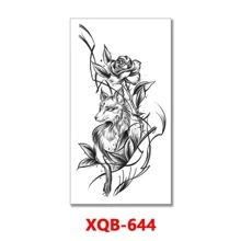 防水臨時紋身貼紙線條幾何圖形狐狸熊貓狼紋身鹿花身體藝術手臂假袖紋身女性男性 - 金色 - 查看 8