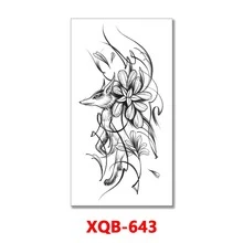 防水臨時紋身貼紙線條幾何圖形狐狸熊貓狼紋身鹿花身體藝術手臂假袖紋身女性男性 - 金色 - 查看 9
