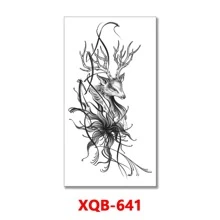 防水臨時紋身貼紙線條幾何圖形狐狸熊貓狼紋身鹿花身體藝術手臂假袖紋身女性男性 - 金色 - 查看 11
