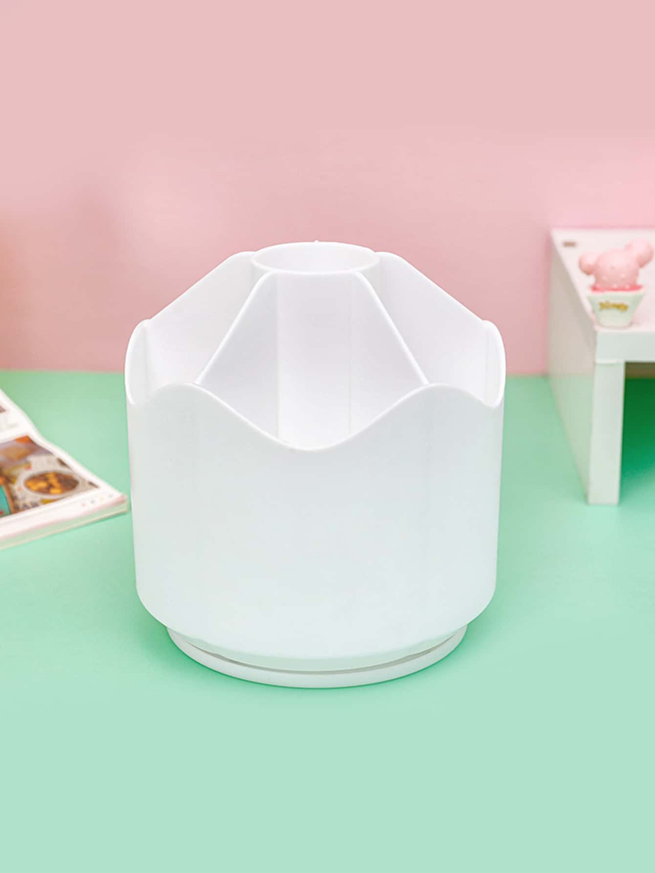 Soporte Para Bolígrafo Giratorio Simple, Organizador De Escritorio Multifuncional - Blanco - Ver 1