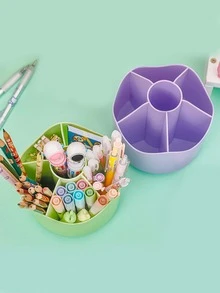 Soporte Para Bolígrafo Giratorio Simple, Organizador De Escritorio Multifuncional - Blanco - Ver 4